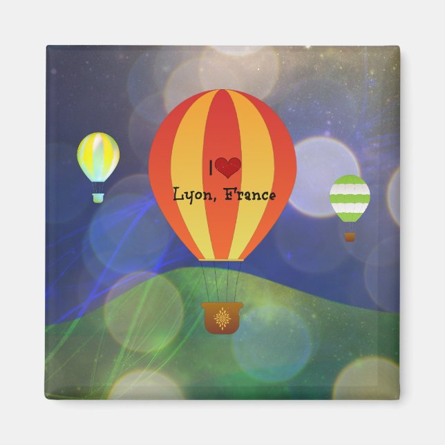 I Liebe Lyon France Hot Air Ballon Magnet (Vorne)