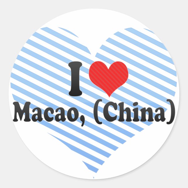 I Liebe Macao, (China) Runder Aufkleber (Vorderseite)