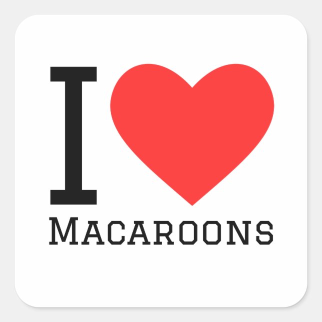 I Liebe Macaros Quadratischer Aufkleber (Vorderseite)