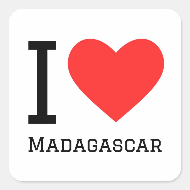I Liebe Madagascar Quadratischer Aufkleber (Vorderseite)