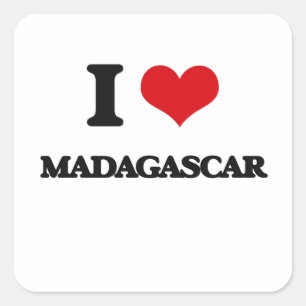 I Liebe Madagascar Quadratischer Aufkleber