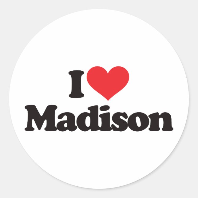 I Liebe Madison Runder Aufkleber (Vorderseite)