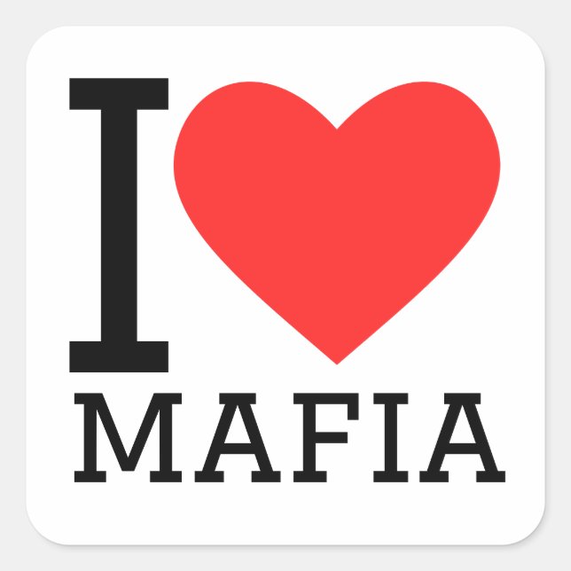 I Liebe Mafia Quadratischer Aufkleber (Vorderseite)