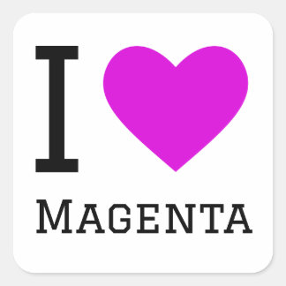 I Liebe magenta Quadratischer Aufkleber