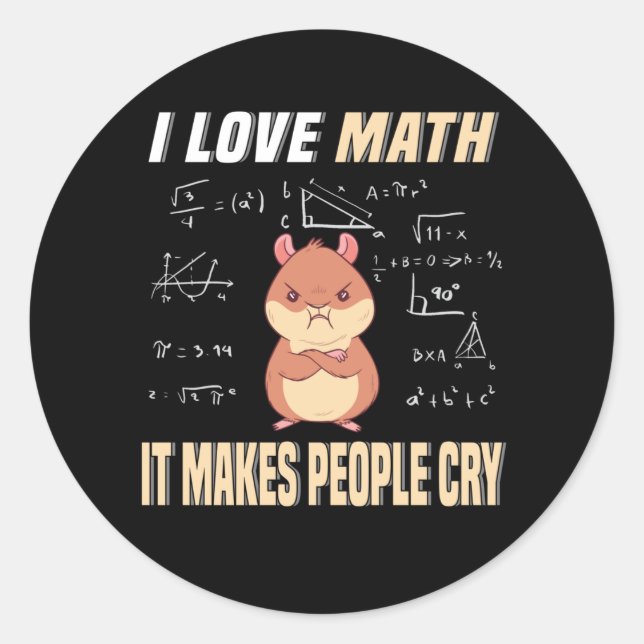 I Liebe Mah Hamster Rodent Math Genius Math Runder Aufkleber (Vorderseite)