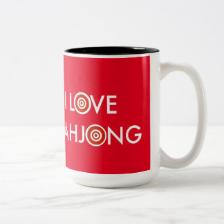 I Liebe Mahjong-Wheel ersetzt O (Weißer Text) Zweifarbige Tasse