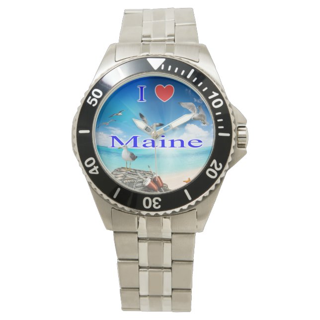 I Liebe Maine Armbanduhr (Vorderseite)