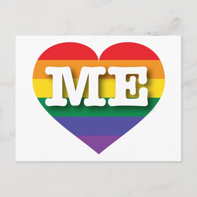 I Liebe Maine Gay Pride Rainbow Heart Postkarte (Vorderseite)