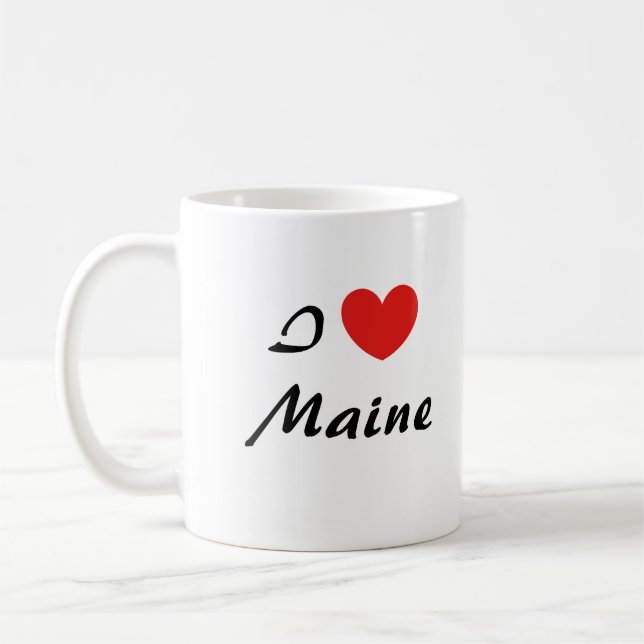 I Liebe Maine Herztypografie Kaffeezubereitung Tas Kaffeetasse (Links)