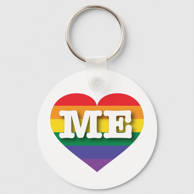 I Liebe Maine Rainbow Heart Schlüsselanhänger (Vorderseite)
