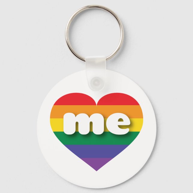 I Liebe Maine Rainbow Heart Schlüsselanhänger (Vorderseite)