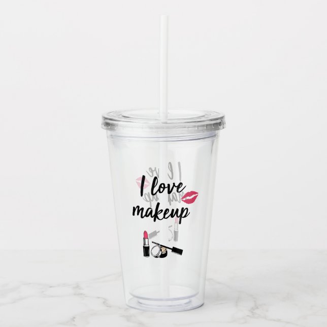 I Liebe-Make-up Acryltrinkbecher (Vorderseite)