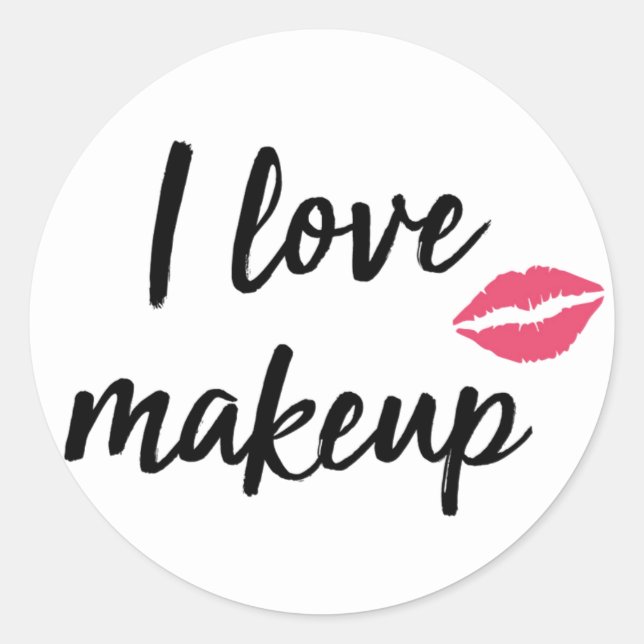 I Liebe Makeup Runder Aufkleber (Vorderseite)