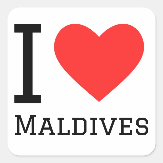 I Liebe Maldiven Quadratischer Aufkleber (Vorderseite)