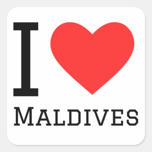 I Liebe Maldiven Quadratischer Aufkleber