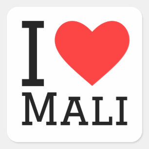 I Liebe Mali Quadratischer Aufkleber