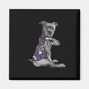 I Liebe Mama Funny Pitbull Hund Tattoo Blume Mütte Magnet