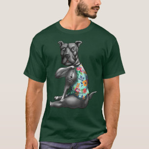 I Liebe Mama Funny Pitbull Hund Tattoo Blume Mutte T-Shirt