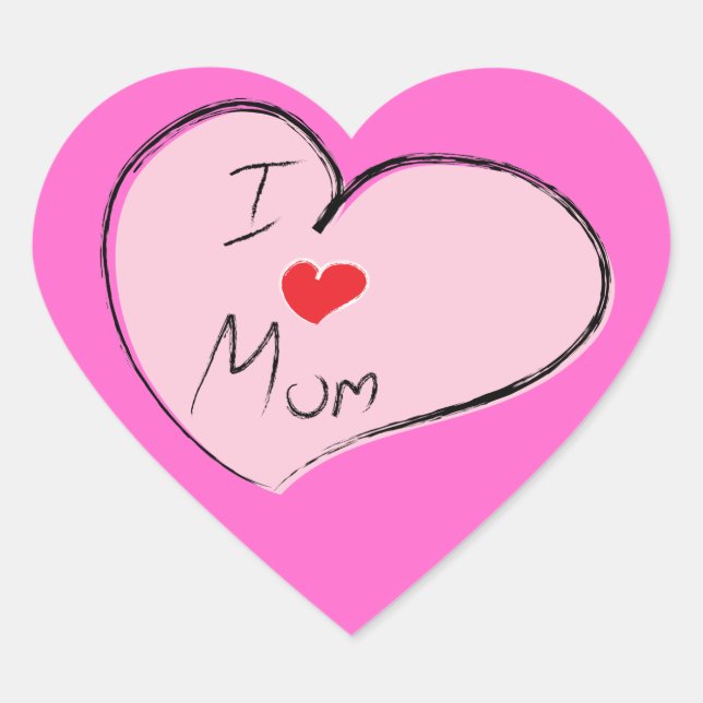 I LIEBE MAMA Herz-Aufkleber (Vorderseite)