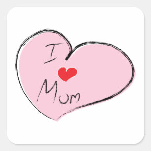 I LIEBE MAMA QUADRATISCHER AUFKLEBER