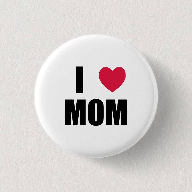 I Liebe Mama - Rotes Herz - Schwarzer Text Button (Vorderseite)