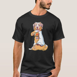 I Liebe Mama Tattoo Australian Shepherd Mama Dog W T-Shirt