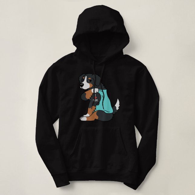 I Liebe Mama Tattoo Berner Berg Hund Funny Mothe Hoodie (Design vorne)