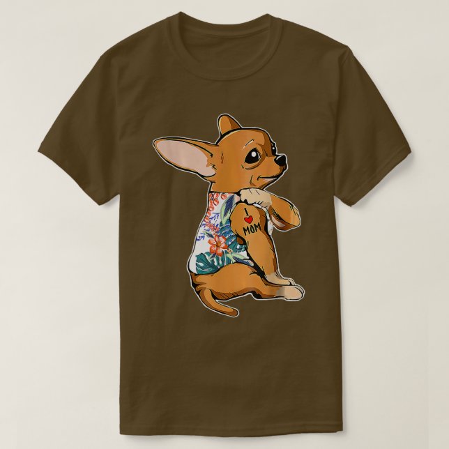 I Liebe Mama Tattoo Chihuahua Hunde Blume Mütter D T-Shirt (Design vorne)