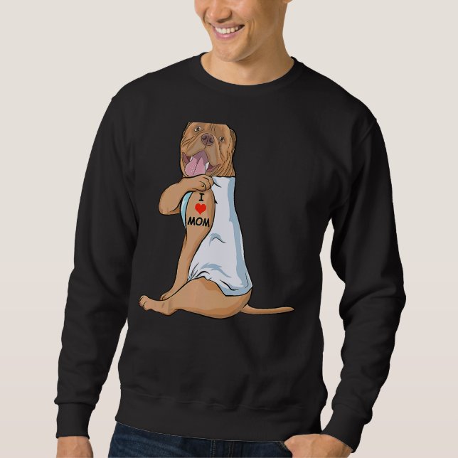 I Liebe Mama Tattoo Dogue De Bordeaux Mama Hunde F Sweatshirt (Vorderseite)
