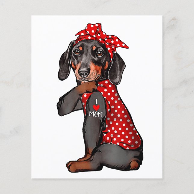 I Liebe Mama Tattoo Funny Dackel Hund Tragen Band Flyer (Vorne)
