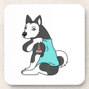 I Liebe Mama Tattoo Husky Funny Mors Day Hund Getränkeuntersetzer