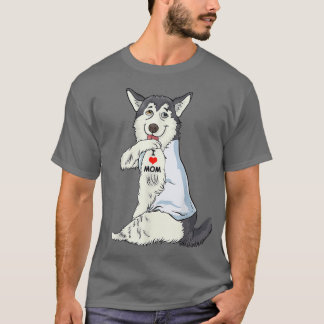 I Liebe Mama Tattoo Husky Mama Hund Lover Frauen T-Shirt