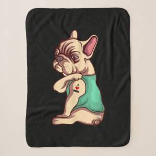 I Liebe Mama Tattoo Lover Funny French Bulldog Ges Sherpadecke