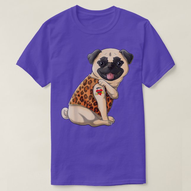 I Liebe Mama Tattoo Mops Hund Lover Frauen Geschen T-Shirt (Design vorne)