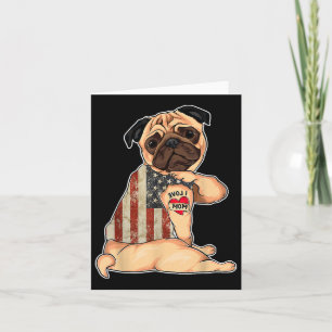 I Liebe Mama Tattoo Mops Hundeshirt American Flag  Karte