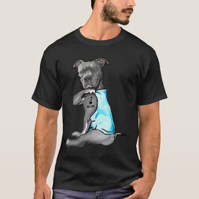I Liebe Mama Tattoo Pitbull Hund Lover Frauen Gesc T-Shirt (Vorderseite)