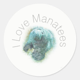 I Liebe Manatees Art Runder Aufkleber
