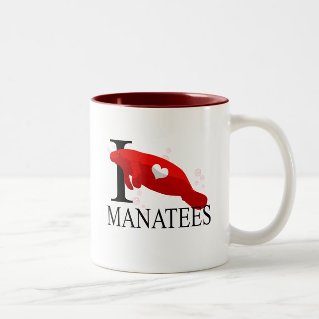 I Liebe-Manatis-Tassen Zweifarbige Tasse (Rechts)