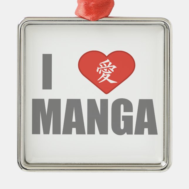 I Liebe Manga Ornament Aus Metall (Vorne)