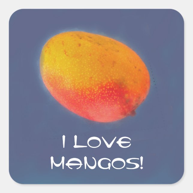 I Liebe Mangoes Quadratischer Aufkleber (Vorderseite)