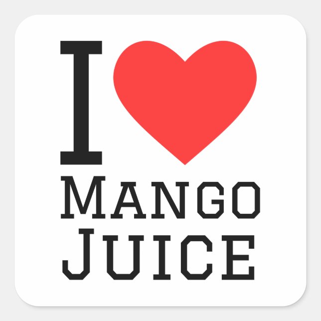 I Liebe Mangosaft Quadratischer Aufkleber (Vorderseite)