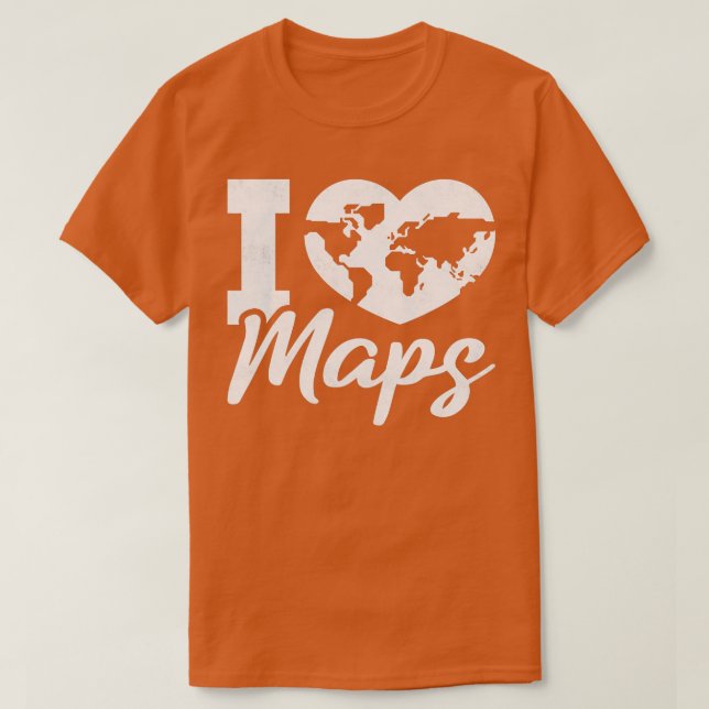 I Liebe Maps Geografie T-Shirt (Design vorne)