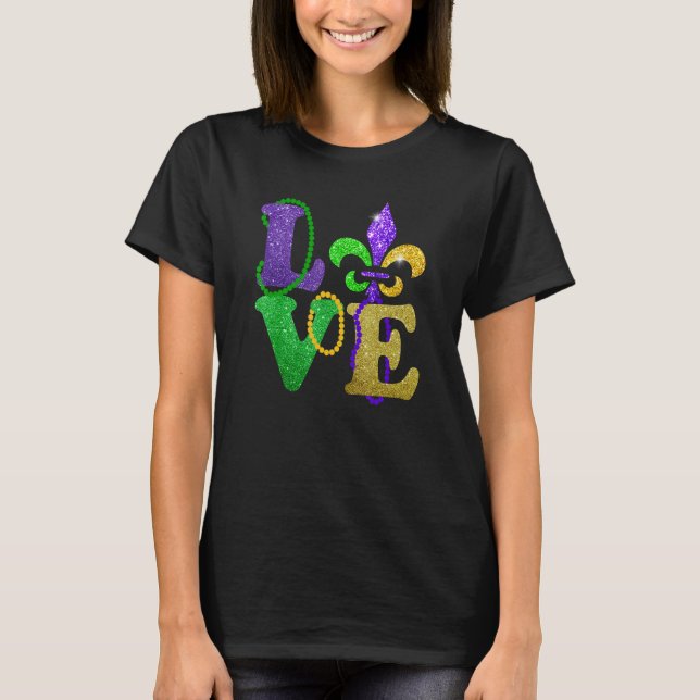 I Liebe Mardi Gras Festival Moon and Stars T-Shirt (Vorderseite)