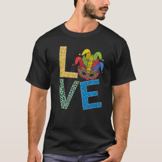 I Liebe Mardi Gras Mardi Gras 2022 Beads Maske Fea T-Shirt