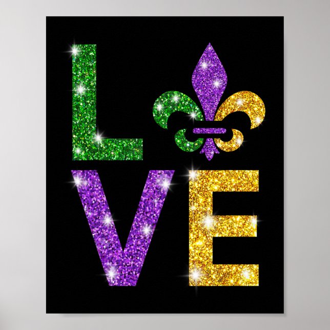 I Liebe Mardi Gras Mardi Gras Shirt für Mädchen Poster (Vorne)