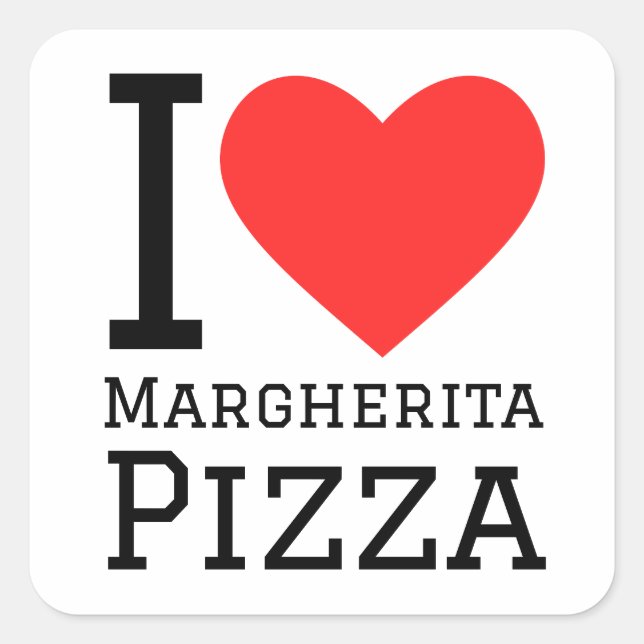 I Liebe margherita Pizza Quadratischer Aufkleber (Vorderseite)