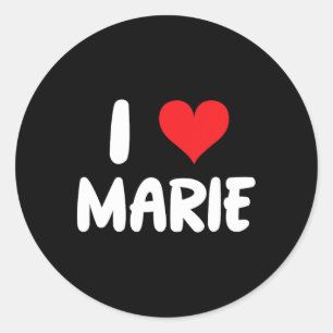 I Liebe Marie - Herz - Name Runder Aufkleber