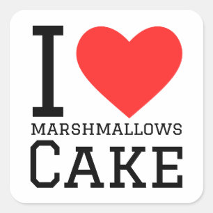 I Liebe Marshmallow Quadratischer Aufkleber
