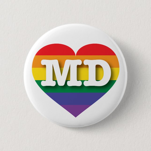 I Liebe Maryland Rainbow Heart Button (Vorderseite)