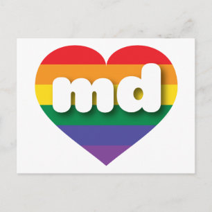 I Liebe Maryland Rainbow Heart Postkarte